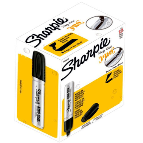 Marcador Permanente Sharpie King Size Negro Punta Cincel con 12 piezas