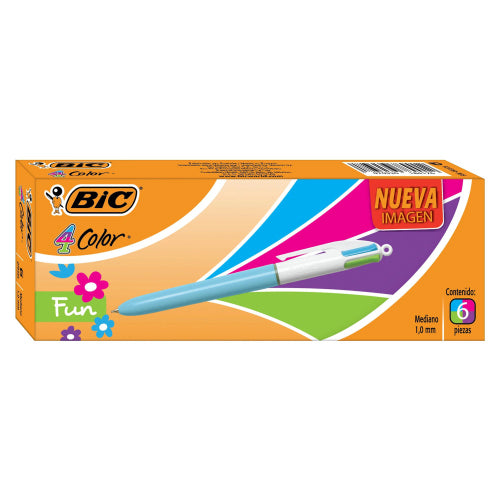 Bolígrafo Bic 4 Color Fun Punto Mediano 1.0mm con 6 piezas