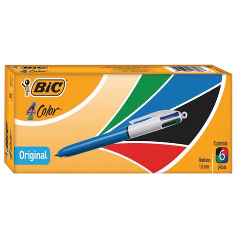 Bolígrafo Bic 4 Colores Punto Mediano 1.0mm con 6 piezas