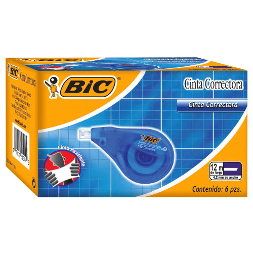 Cinta Correctora Bic 12mx4.2mm Caja con 6 piezas