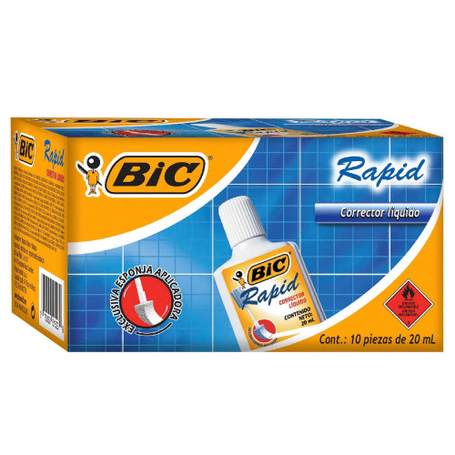 Corrector Líquido Bic Rapid 20ml con 10 piezas