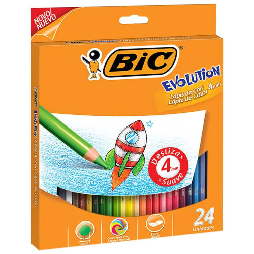 Colores Bic Evolution Largos Mina Gruesa 4mm con 24 piezas