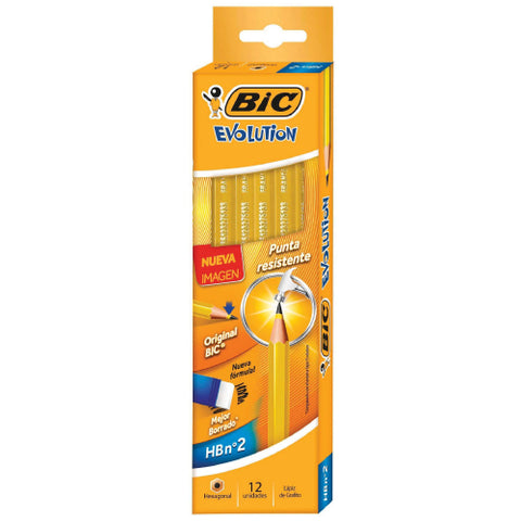 Lápiz Bic Evolution HB2 Hexagonal Amarillo con 12 piezas