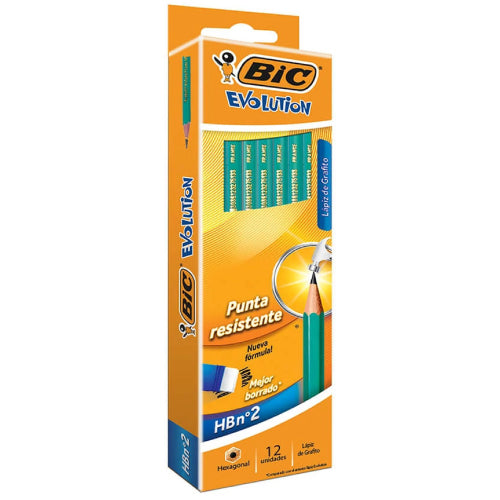 Lápiz Bic Evolution Hexagonal Grafito HB2 con 12 piezas