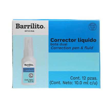 Corrector Líquido Barrilito Dual Bote 10ml 1 pieza