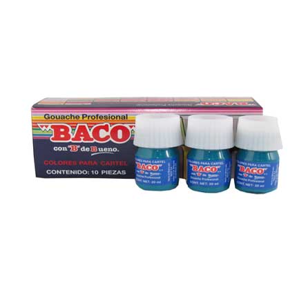 Pintura Baco para Cartel 20 Ml Azul Turquesa #65 con 10 piezas