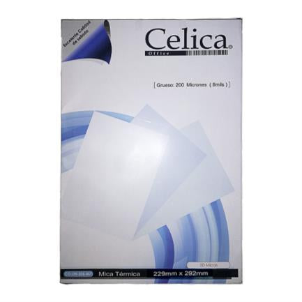 Mica Térmica Celica Tamaño Carta 229x292mm 8 Milésimas o 200 Micrones Paquete con 50