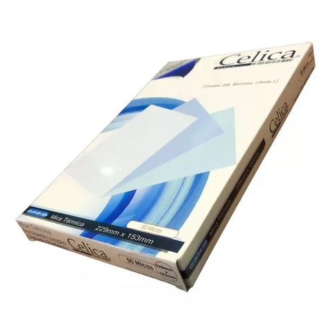 Mica Térmica Celica Tamaño Media Carta 229x153mm 8 Milésimas o 200 Micrones paquete