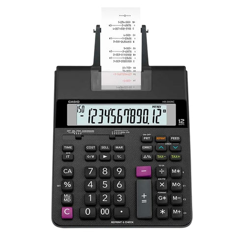 Calculadora Casio con impresora tipo Sumadora HR-200RC negro pantalla LCD Costo Venta