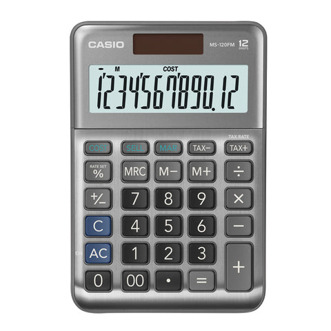 Calculadora de Escritorio Casio MS-120FM 12 dígitos gris metálico calculo de costo venta