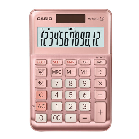 Calculadora de Escritorio Casio MS-120FM-PK de 12 dígitos rosa metálico costo venta