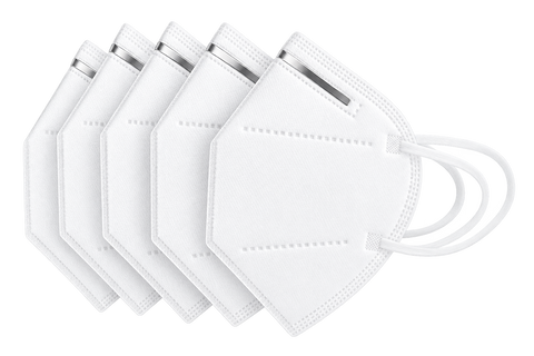 Cubrebocas KN95 blanco de 5 capas, paquete de 50 piezas en 10 bolsas de 5