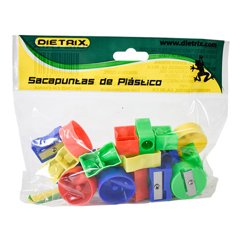 Sacapuntas Dietrix Plástico un Orificio Colores Surtidos Bolsa con 25 piezas