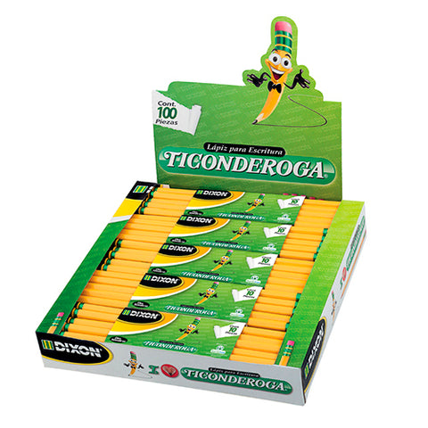 Lápiz Dixon ticonderoga 2 hexagonal madera caja con 10 estuches con 10 lápices cada uno