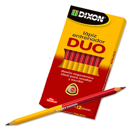Lápiz dúo Dixon grafito/rojo triangular caja con 12 lápices