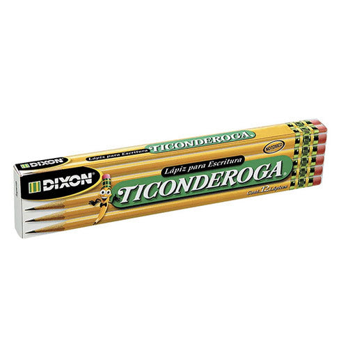 Lápiz Dixon ticonderoga #2 hexagonal madera caja con 12 lápices
