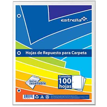 Hoja Repuesto Estrella Carta Blanco 100 Hojas Paquete con 20 hojas