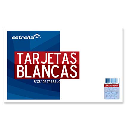 Tarjeta Estrella Trabajo 5X8 Blanca con 100 piezas