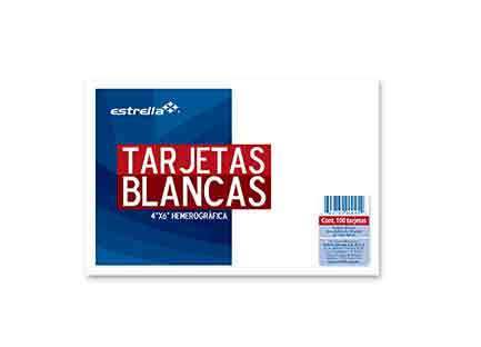 Tarjeta Estrella Hemerografica 100 Hojas 4X6 Blanca