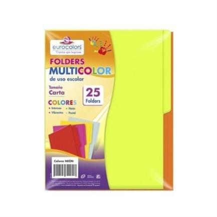 Folder Eurocolors Multicolor Arcoíris Neón con 25 piezas