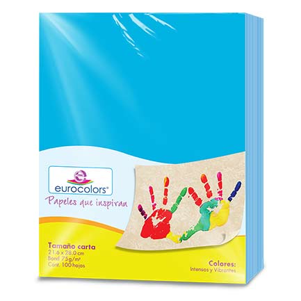 Papel Cortado Eurocolors Carta Azul Celeste con 100 hojas