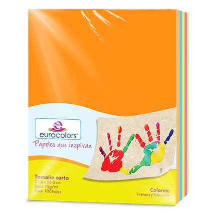 Papel Cortado Eurocolors Carta Arcoiris Vibrante con 100 hojas