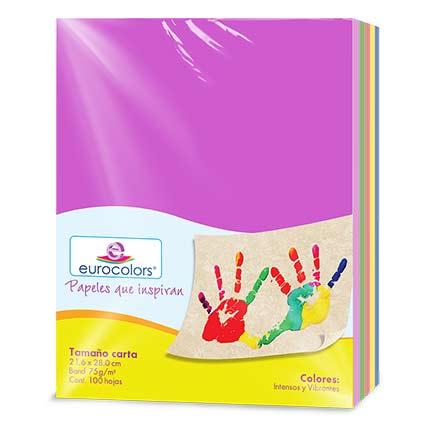 Papel Cortado Eurocolors Carta Arcoiris Intenso con 100 hojas