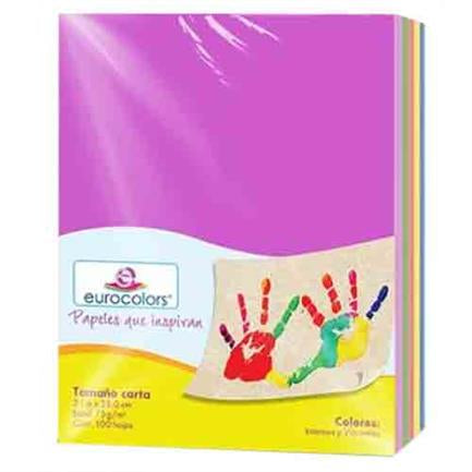 Papel Cortado Eurocolors Carta Arcoiris Pastel con 100 hojas