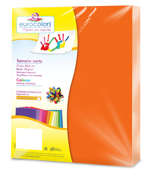 Papel Cortado Eurocolors Carta Naranja Zanahoria con 100 hojas