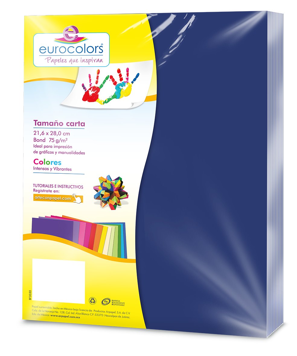 Papel Cortado Eurocolors Carta Azul Aquamarino con 100 hojas