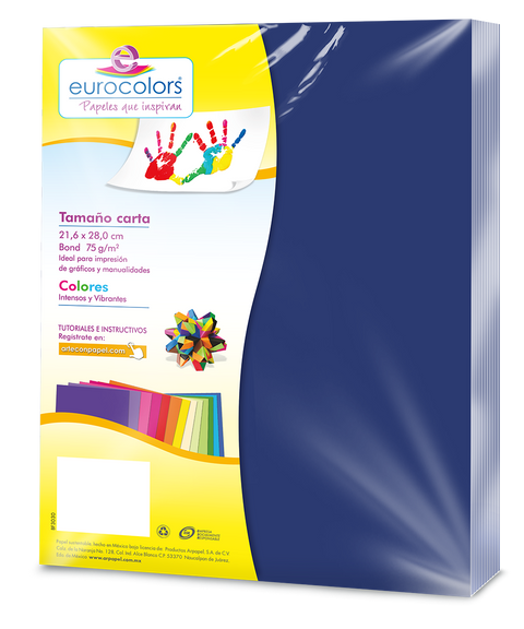 Papel Cortado Eurocolors Carta Azul Aquamarino con 100 hojas