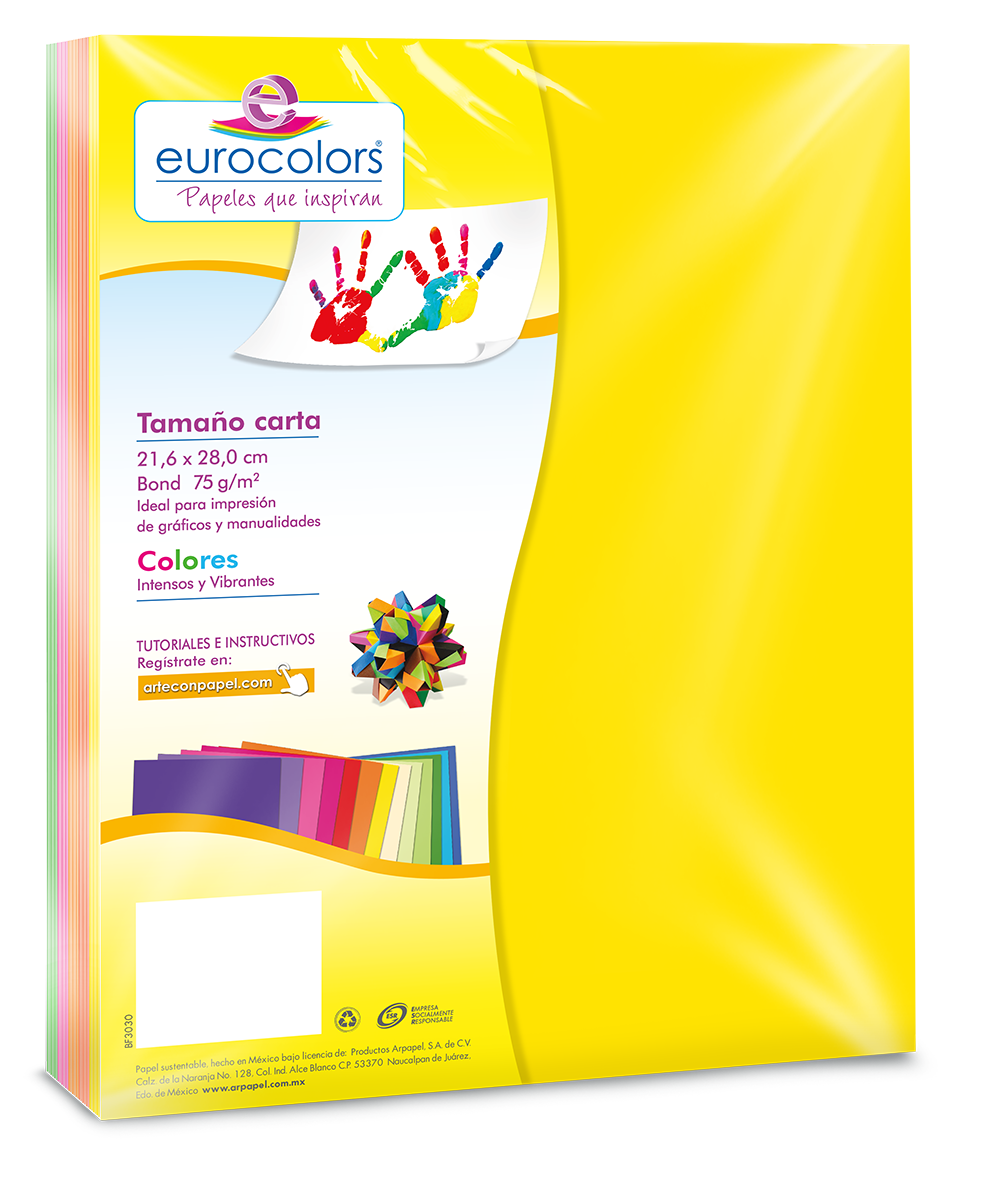 Papel Cortado Eurocolors Carta ArcoiriS Neón con 100 hojas