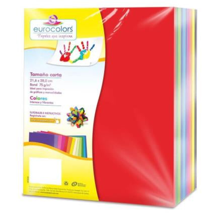 Papel Cortado Eurocolors Carta Arcoiris 1000 Hojas Paquete 10Colores