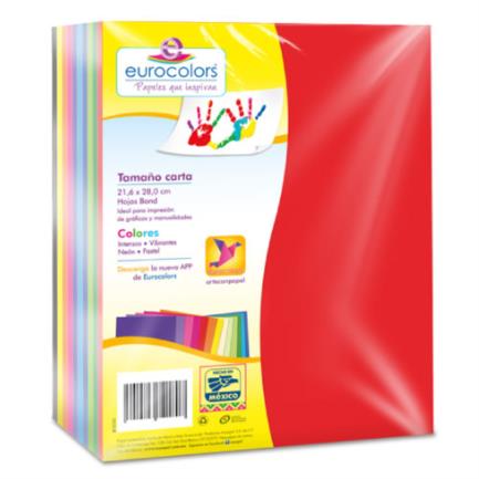 Papel Cortado Eurocolors Carta Arcoiris 500 Hojas Paquete