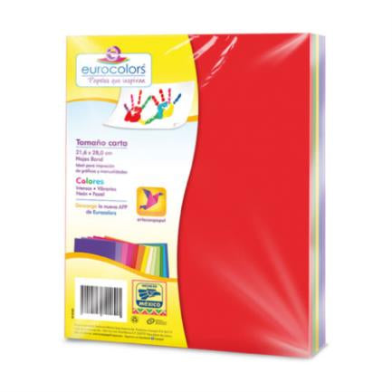 Papel Cortado Eurocolors Carta Arcoiris Bright 100 Hojas Paquete