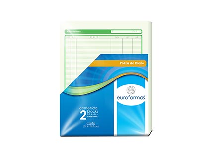 Poliza Diario Euroformas Carta 50 Hojas 2 Blocks