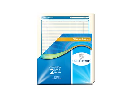 Poliza Egresos Euroformas Carta 50 Hojas con 2 Blocks