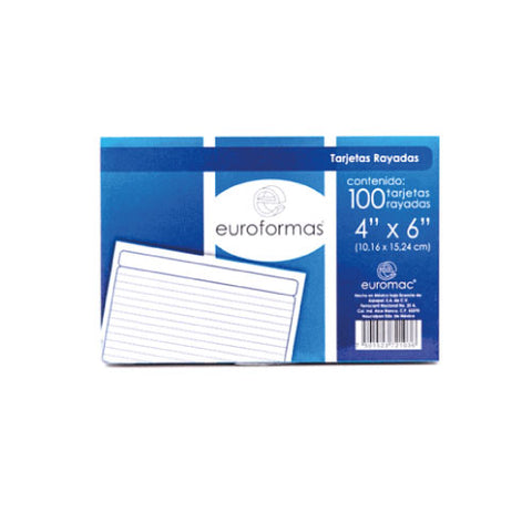 Tarjeta Euroformas bibliografica blanca 4x6 con 100 piezas