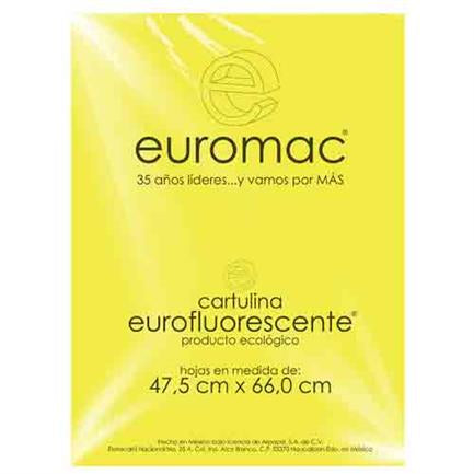 Cartulina Euromac Fluorescente 47.5X66CM con 10 hojas Amarillo