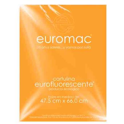 Cartulina Euromac Fluorescente Papaya 47.5X66CM con 10 hojas