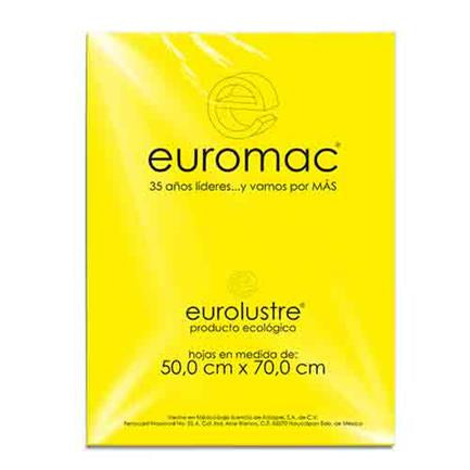 Papel Lustre Euromac 50x70" Amarillo 25 Hojas Canario