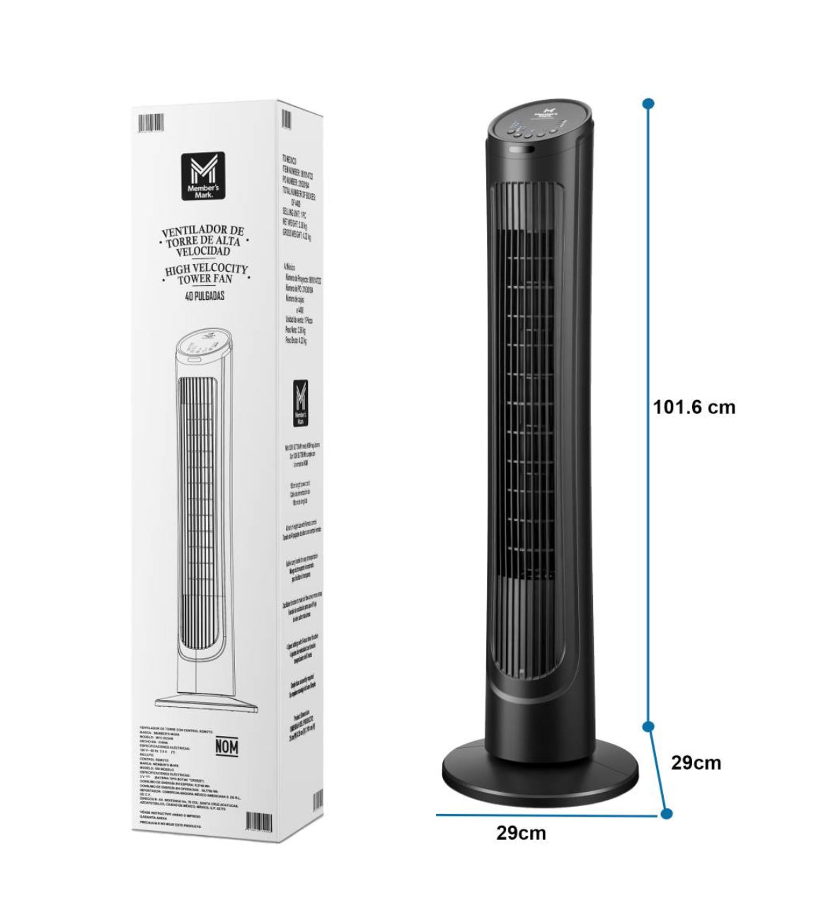 Ventilador de torre Membersmark alta velocidad 40”