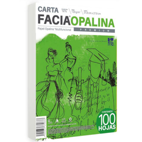 Papel Facia Opalina Carta con 100 120 g Blanca