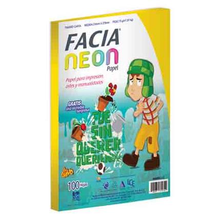 Papel Facia Vision Carta Neón Amarillo con 100 Hojas