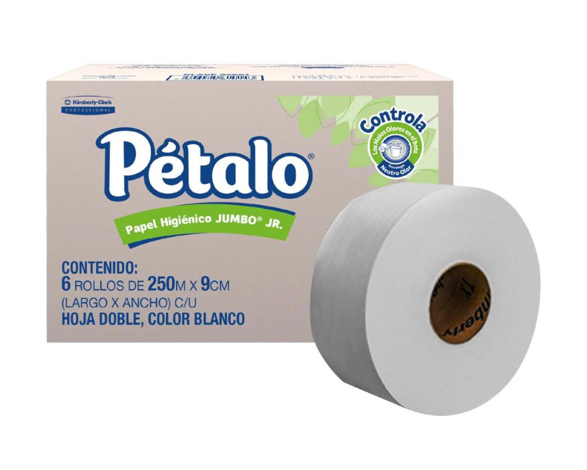 Papel higiénico Jumbo, Kimberly Clark - Pétalo, 6 rollos 250mts