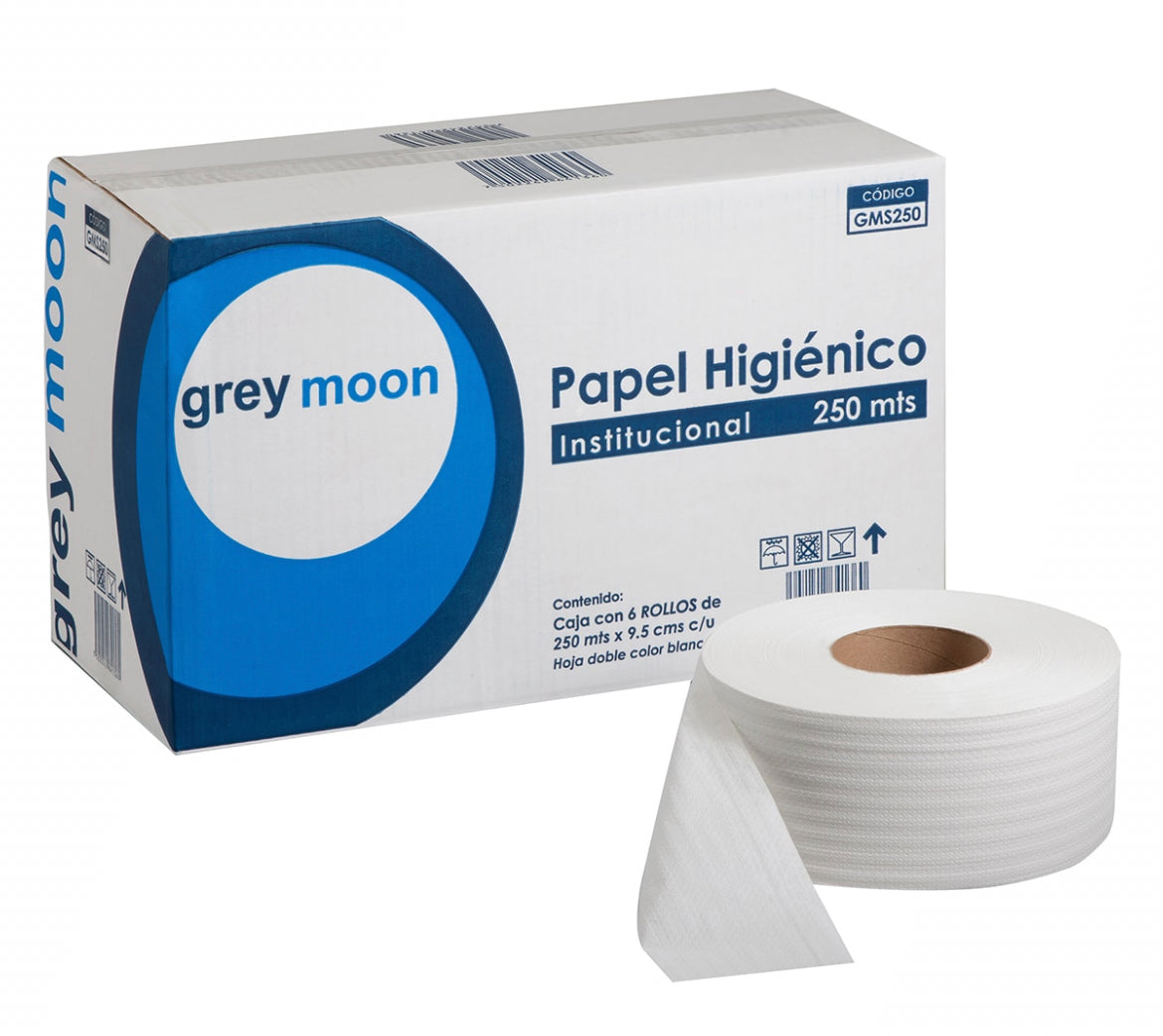 Papel higiénico institucional, Jumbo , Greymoon 6 rollos 250mts