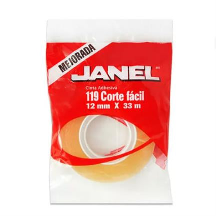 Cinta Janel Adhesiva Corte Fácil 119 12mmx33m Transparente 1 pieza