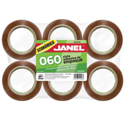 Cinta Canela Janel 060 Empaque Adhesivo Hot-Melt 0.048x50m Paquete con 6 piezas
