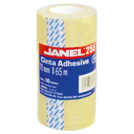 Cinta Adhesiva Janel Económica 255 Polipropileno 0.012x65m Torre con 10 piezas