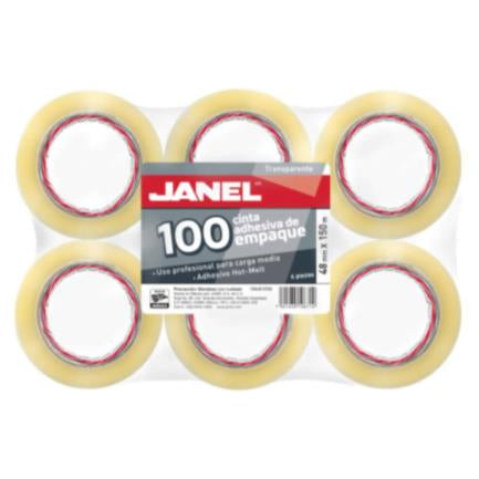Cinta Janel 155 Empaque Transparente 48mmx150m Paquete con 6 piezas